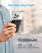 ⁦بطارية مغناطيسية من Anker Magnetic Power Bank 10K، تحتوي شاحن محمول لاسلكي، بطارية شحن سريع 20 واط مع USB-C متوافق مع Magsafe، iPhone 15/15 Plus/15 Pro/15 Pro Max، iPhone 14/13/12 Series⁩ - الصورة ⁦2⁩
