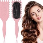 اكسيفور فرشاة باونس كيرل، فرشاة شعر مضادة للكهرباء الساكنة، فرشاة فك التشابك، فرشاة الشعر المجعد، فرشاة تحديد الشعر المجعد، فرشاة لفك تشابك الشعر وتشكيل وتحديد التجعيدات (بينك)