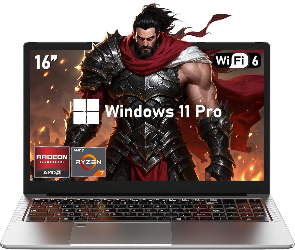 لابتوب العاب 2025 16 انش بمعالج AMD رايزن 7 5825U وDDR4 16GB وSSD 1T وشاشة FHD 1920×1080P وويندوز 11 برو وواي فاي 6 وكيبورد باضاءة خلفية وHDMI للطلاب والمكتب والعمل