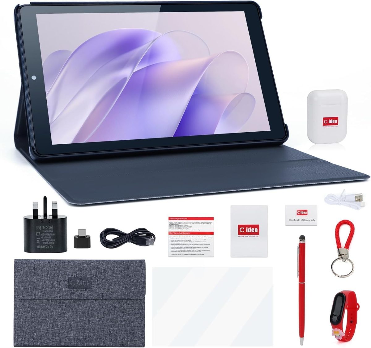 تابلت سي ايديا 9 انش، 8GB+512GB، واي فاي 5G LTE، تابلت اندرويد 12 قابل للتوسيع 512GB TF 5MP+8MP كاميرا مزدوجة مع حافظة، تابلت للبالغين والمراهقين، CM915 (رمادي)