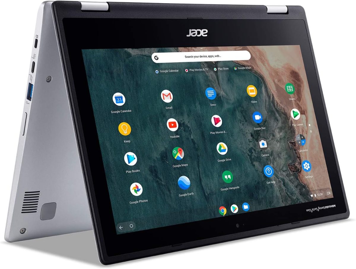 ايسر لابتوب كروم بوك سبين 311 قابل للتحويل | انتل سيليرون N4000 | شاشة لمس HD 11.6 انش زجاج كورنينج غوريلا | 4GB LPDDR4 | 64GB eMMC | انتل 802.11ac جيجابت واي فاي 5 | نظام تشغيل كروم | CP311-2H-C7QD