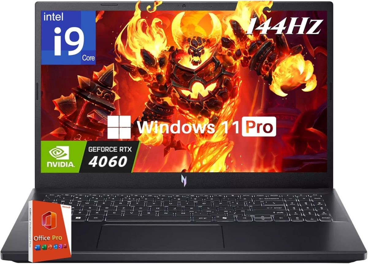 ايسر لابتوب العاب نيترو في 15، انتل i9-13900H حتى 5.4GHz، جيفورس RTX 4060، شاشة 15.6 انش 144Hz IPS، 64GB DDR5، 4TB SSD، واي فاي 6، كيبورد باضاءة خلفية، ويندوز 11 برو، ماوس العاب 256GB UFD