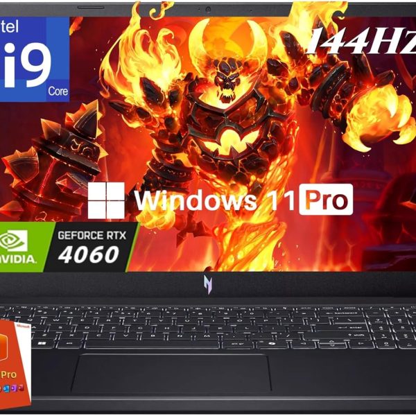 ايسر لابتوب العاب نيترو في 15، انتل i9-13900H حتى 5.4GHz، جيفورس RTX 4060، شاشة 15.6 انش 144Hz IPS، 64GB DDR5، 4TB SSD، واي فاي 6، كيبورد باضاءة خلفية، ويندوز 11 برو، ماوس العاب 256GB UFD