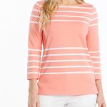 قميص للنساء برقبة قارب وأكمام 3/4 من ناوتيكا مصنوع من القطن بنسبة 100%.