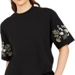 تيشيرت طويل مطرز بمقاس كبير للنساء من ستايلي