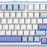 ايبوميكر كيبورد ميكانيكي لاسلكي ثلاثي الاوضاع TH99، كيبورد مخصصة قابلة للتبديل السريع، كيبورد العاب RGB مع لوحة ارقام، لوحة مفاتيح كريمية للكمبيوتر الشخصي وماك والمكتب والالعاب (ازرق وابيض)