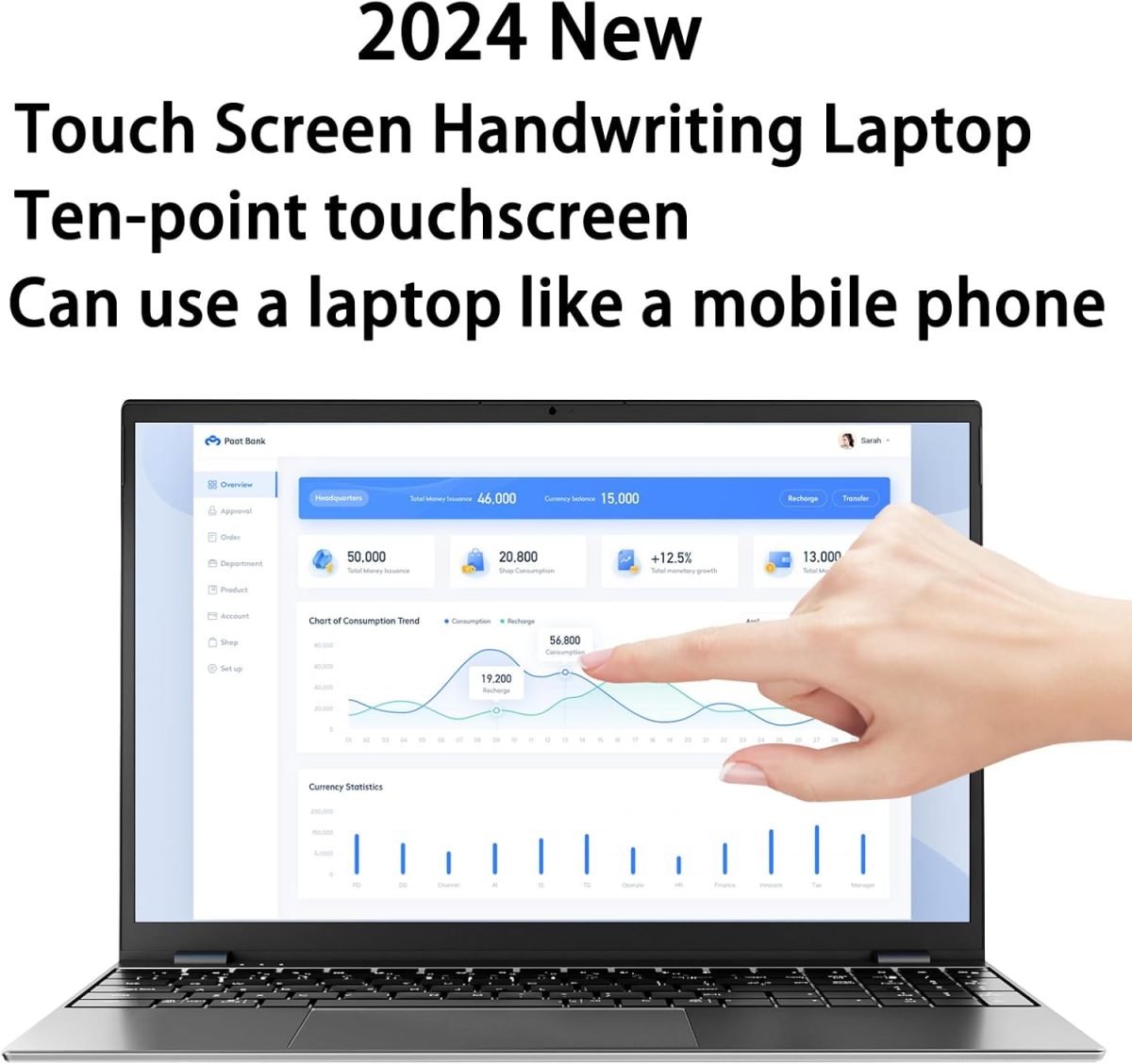 ⁦Morostron 15.6 Inch Touch Laptop with Full Metal Housing High-End 16GB DDR4+512GB SSD, Quad-Core N95 3.4GHz Processor, 1920×1080 Full HD IPS Screen⁩ - الصورة ⁦2⁩