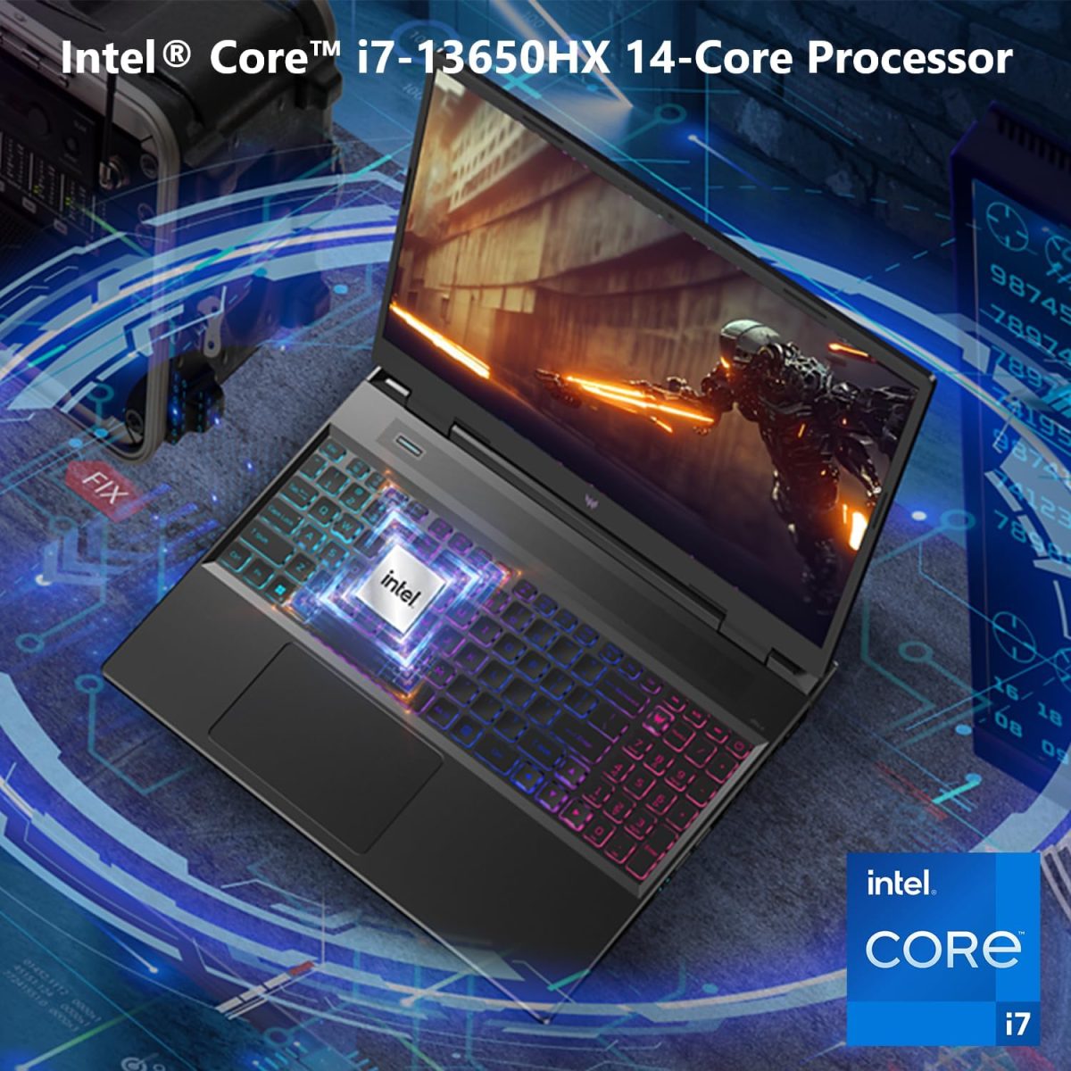 ⁦ايسر لابتوب العاب بريداتور هيليوس نيو 16 الجيل 14 انتل كور i9-14900HX 24 نواة حتى 5.80GHz/8GB انفيديا RTX4070/16 انش 240Hz/واي فاي 6E/RGB KB/ويندوز 11 هوم/اسود (16GB RAM | 1TB SSD)⁩ - الصورة ⁦2⁩