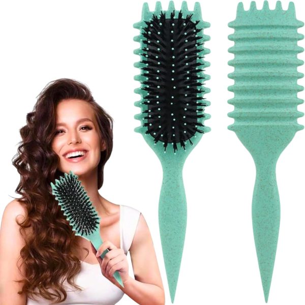 فرشاة تحديد الشعر المجعد - فرشاة فك تشابك الشعر الرطب والجاف، تقلل من السحب والفصل، تصفيف طبيعي لتشكيل وتحديد التجعيدات