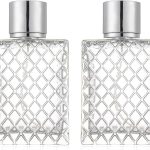 زجاجة عطر فارغة من قطعتين، زجاجة عطر شفافة قابلة لاعادة الملء، زجاجة زجاجية عتيقة، زجاجة عطر شبكية مربعة، للعطور والزيوت العطرية والتونر