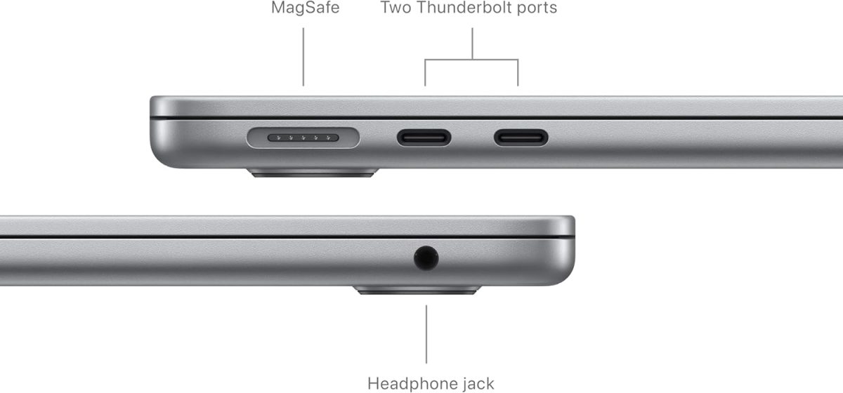⁦MacBook Air موديل 2024 من Apple (مقاس 13 إنش، شريحة Apple M3 بوحدة معالجة مركزية ثمانية النوى ووحدة معالجة رسومات غرافيك مع 10 نوى، ذاكرة موحدة 8GB‏، 512GB) - رمادي فلكي؛ العربية/الإنجليزية⁩ - الصورة ⁦4⁩