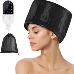 انجو مكواة بخار للشعر الطبيعي والاسود - غطاء حراري للاستخدام المنزلي للترطيب العميق - 10 مستويات للحرارة، 3 اعدادات للمؤقت، تسخين سريع لمعالجة الزيوت