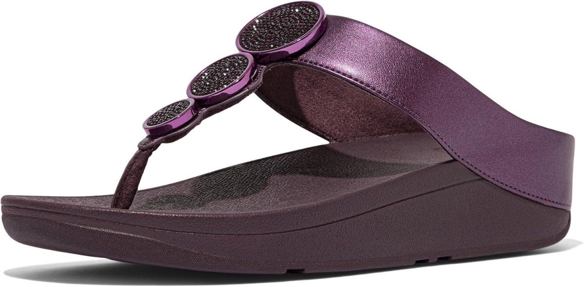 FitFlop Halo Bead-Circle Metallic Toe-Post womens Slide Sandal