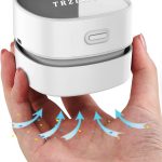 مكنسة كهربائية للمكتب من تي ار زد لايف، مكنسة كهربائية صغيرة مطورة للطاولة، ملحقات مكتب اكثر متانة تمتص الاشياء الصغيرة والفتات على سطح المكتب والدرج وسطح الطاولة، مثالية كهدية لعيد الفصح بتصميم فيل