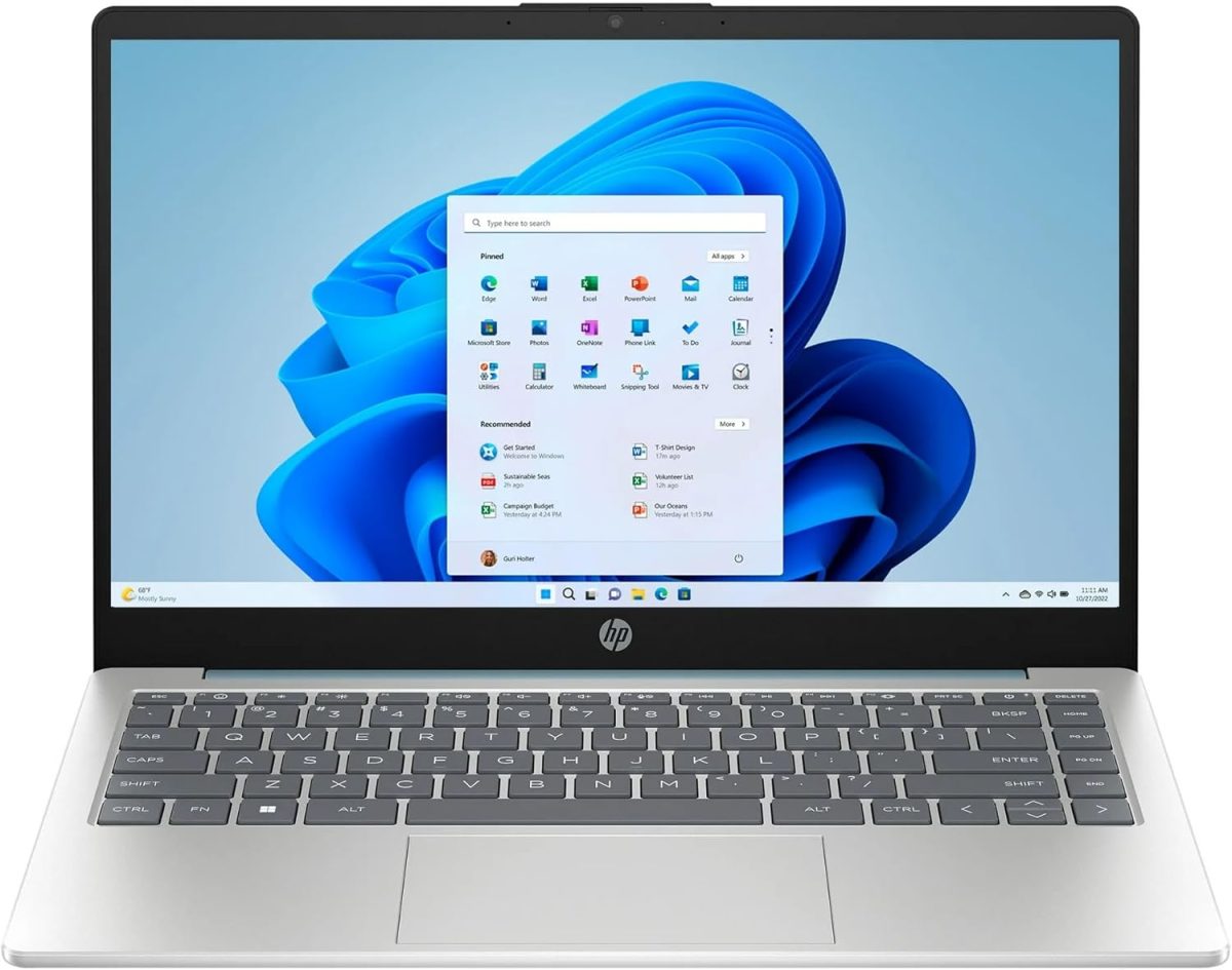 HP لابتوب 14 انش HD، معالج انتل كور i3-N305، ذاكرة RAM DDR4 8GB، SSD 256GB، ويندوز 11 هوم، واي فاي 6، بلوتوث، ازرق مونلايت، 14-ep0792wm