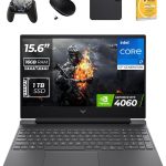 HP لابتوب العاب فيكتوس 15.6 انش بمعالج انتل i7-13620H الجيل 13 وبطاقة عرض مرئي RTX 4060 8GB وذاكرة RAM DDR4 سعة 16GB وSSD 1TB وويندوز 11 برو (يتضمن وحدة تحكم الالعاب + ماوس + مضاد للفيروسات + قاعدة