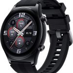 اونر ساعة ذكية جي اس 3 بشاشة لمس اموليد 1.4 انش ومعدل ضربات القلب والنوم والاكسجين في الدم، نظام تحديد المواقع العالمي المزدوج، مكالمات بلوتوث، عمر 14 يوم، اكثر من 100 وضع رياضي متنوع، اسود ميدنايت