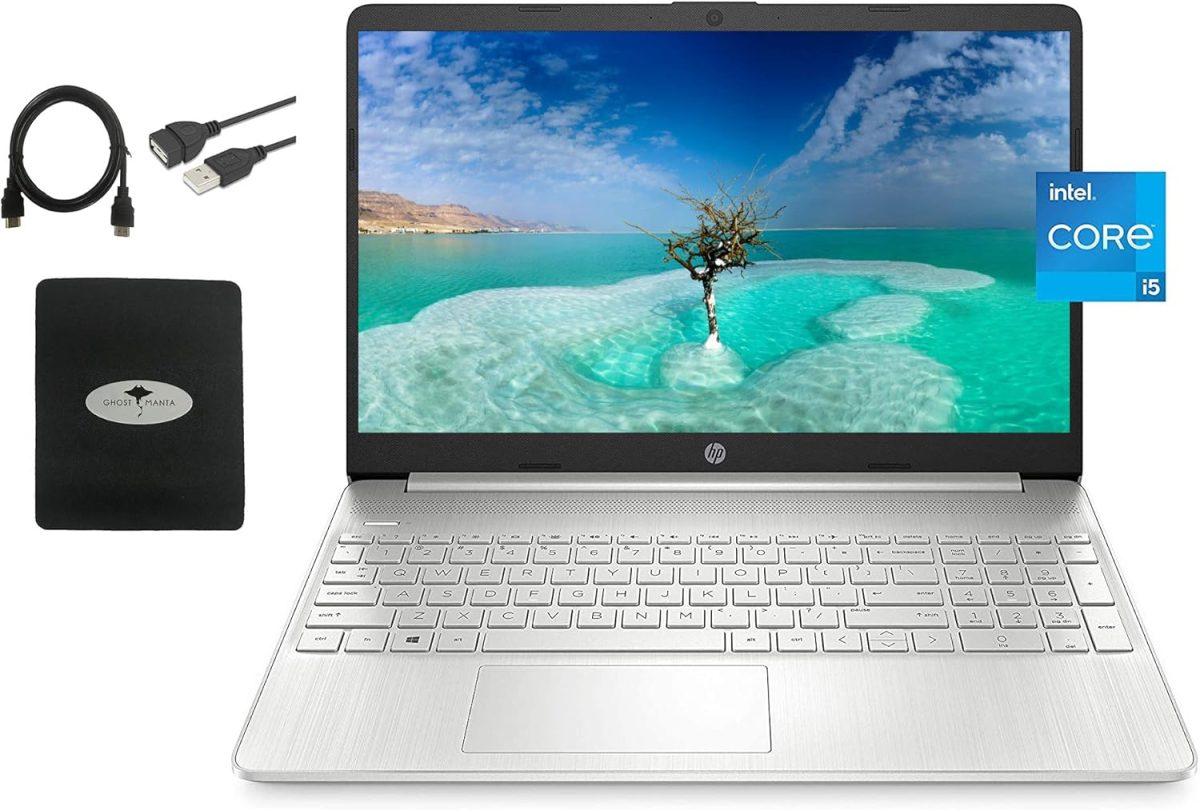 HP لابتوب 15.6 FHD IPS ومعالج انتل رباعي النواة i5-1135G7 جيل 11 (حتى 4.2GHz افضل من i7-1060G7) وRAM 32GB وSSD PCIe 1TB وبطاقة عرض مرئي ايرس Xe وبلوتوث وHDMI وواي فاي وويندوز 11 وملحقات جي ام (مطورة)