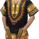 رانباه موانغ قميص قطن داشيكي اسود مشرق للجنسين من العلامة التجارية