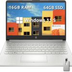 HP لابتوب ستريم 2022 بشاشة HD 14 انش ومعالج AMD اثلون سيلفر 3050U وRAM 16GB وSSD 512GB وكاميرا ويب HD 720p وبطاقة رسومات AMD راديون وبلوتوث وويندوز 10 هوم، فضي، بطاقة USB سنوبيل 32GB