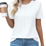 بلايز مضلعة منسوجة باكمام قصيرة ورقبة على شكل حرف V للنساء من ستكسي فيث، لون سادة انيق ولطيف للربيع والصيف، قمصان كورسيه للعمل