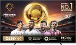 هايسينس تلفزيون ذكي QLED 100 بوصة 144Hz 100E7N - لون كوانتوم دوت ومضخم صوت مدمج ودولبي فيجن اتموس ووضع صانع الأفلام ويوتيوب ونتفليكس وشاهد وديزني بلس (2025 جديد)