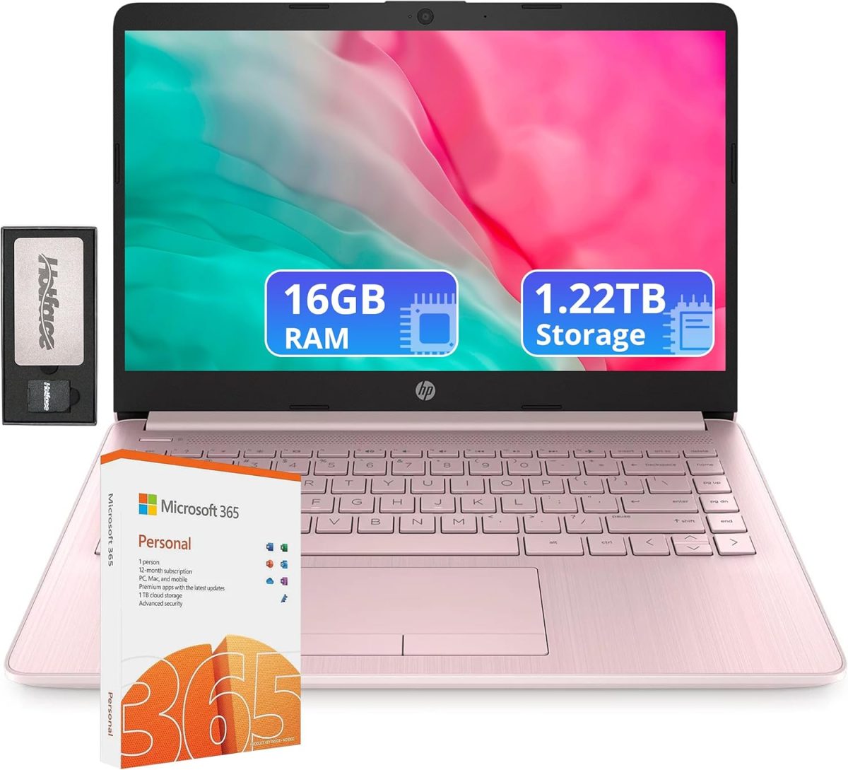 HP لابتوب فلاج شيب 14 انش مع اوفيس 365 لمدة عام | ذاكرة RAM 16GB | تخزين 1.22TB (64GB eMMC وقاعدة شحن 160GB وتخزين سحابي 1TB) | معالج انتل رباعي النواة | كاميرا ويب | واي فاي | ويندوز 11 | بينك