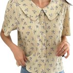 بلوزة بقصة عادية مزينة بالزهور للنساء من جريسي لوكس