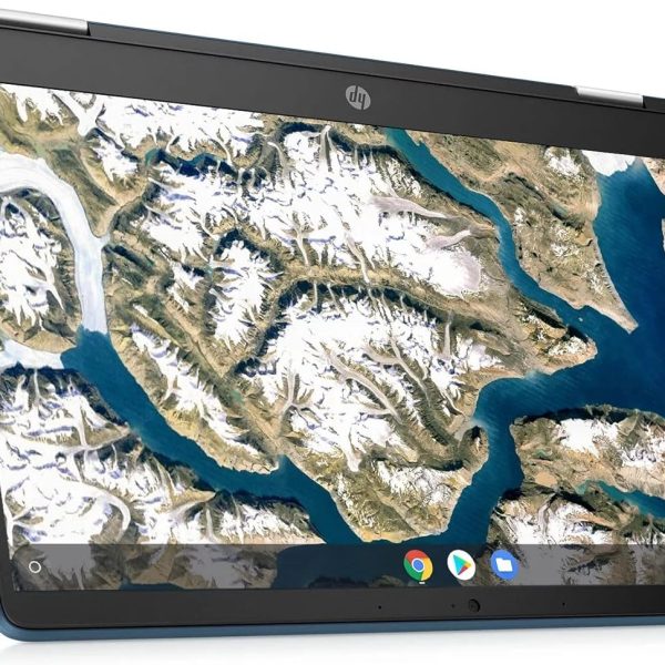 HP كروم بوك X360 بشاشة لمس HD مقاس 14 انش ومعالج انتل سيليرون N4120 وذاكرة RAM 4GB وبطاقة ذاكرة اي ام ام سي 64GB وبطاقة رسومات انتل UHD 600، لون اخضر مزرق، نظام تشغيل كروم، 14a-ca0790wm