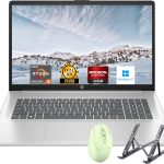 HP لابتوب 17.3 انش، شاشة FHD (1920×1080)، معالج AMD رايزن 5 (افضل من i7-11370H)، ذاكرة RAM 32GB، SSD 1TB، ويندوز 11 هوم، كاميرا ويب، واي فاي، بلوتوث، فضي طبيعي، ملحق الباكاتيك