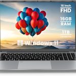 بيغاسو لابتوب 16 انش، 16GB DDR4 RAM 1TB SSD، معالج N100 رباعي النواة حتى 3.4GHz، شاشة 1200P FHD IPS، ويندوز 11 مع USB 3.0، نوع C، ميني HDMI، واي فاي 2.4/5G، RJ45، فضي