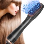 ليسكولتون فرشاة فرد الشعر ومجفف الشعر بخطوة واحدة ومكثف الشعر مع ايونات سالبة لتقليل التجعد والكهرباء الساكنة (اسود)