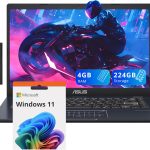 اسس لابتوب 14 انش FHD، معالج انتل بنتيوم N6000، ذاكرة RAM 4GB، تخزين 224GB (64GB eMMC + قاعدة شحن 160GB)، بطاقة رسومات انتل UHD، كاميرا ويب، بلوتوث، ويندوز 11، اسود ستار