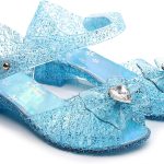 صندل الاميرة من جيوميجيومي لازياء الاطفال الصغار، حذاء جيلي مسطح للبنات بتصميم ماري جين للحفلات التنكرية واعياد الميلاد مستوحى من فيلم فروزن مستوحى من فيلم السا والرقص والصيف والشاطئ، مقاس 9 ملكة