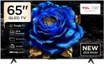 TCL تلفزيون ذكي 65 بوصة 4K QLED ملون كوانتوم كريستال HDR 10+ للالعاب، جوجل تي في ودولبي فيجن اتموس ودي تي اس فيرتشوال اكس وام ام ام سي وتحكم صوتي جيم ماستر بتصميم نحيف - 65T6C (موديل 2025)