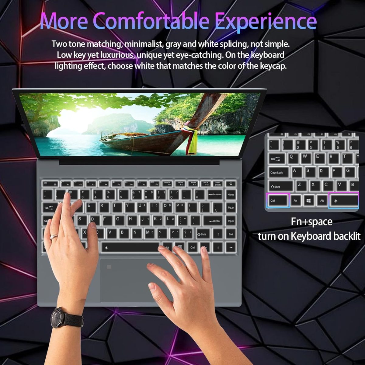 ⁦Morostron 15.6 Inch Touch Laptop with Full Metal Housing High-End 16GB DDR4+512GB SSD, Quad-Core N95 3.4GHz Processor, 1920×1080 Full HD IPS Screen⁩ - الصورة ⁦9⁩