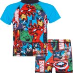 بدلة سباحة للاولاد من افينجرز مكونة من قطعتين - هالك وايرون مان وكابتن امريكا وثور لعمر 2-10 سنوات