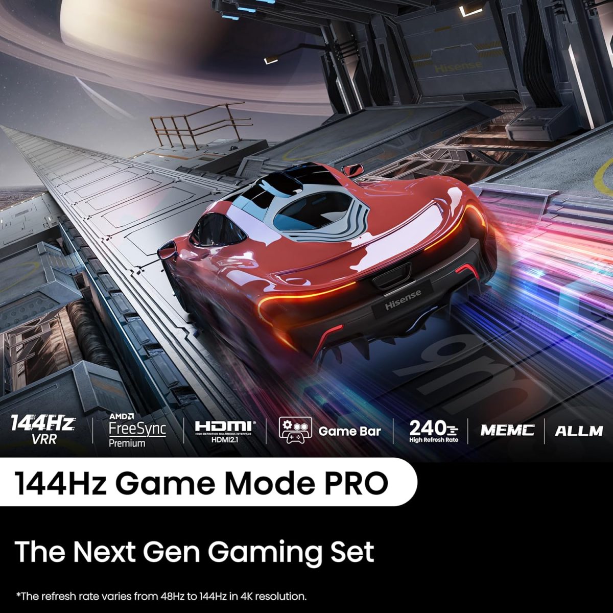 ⁦هايسينس تلفزيون ذكي QLED 100 بوصة 144Hz 100E7N - لون كوانتوم دوت ومضخم صوت مدمج ودولبي فيجن اتموس ووضع صانع الأفلام ويوتيوب ونتفليكس وشاهد وديزني بلس (2025 جديد)⁩ - الصورة ⁦8⁩