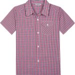 بينزوي قميص بأكمام قصيرة للأولاد: بلايز كاجوال من القطن كاروهات بأزرار سفلية للأطفال