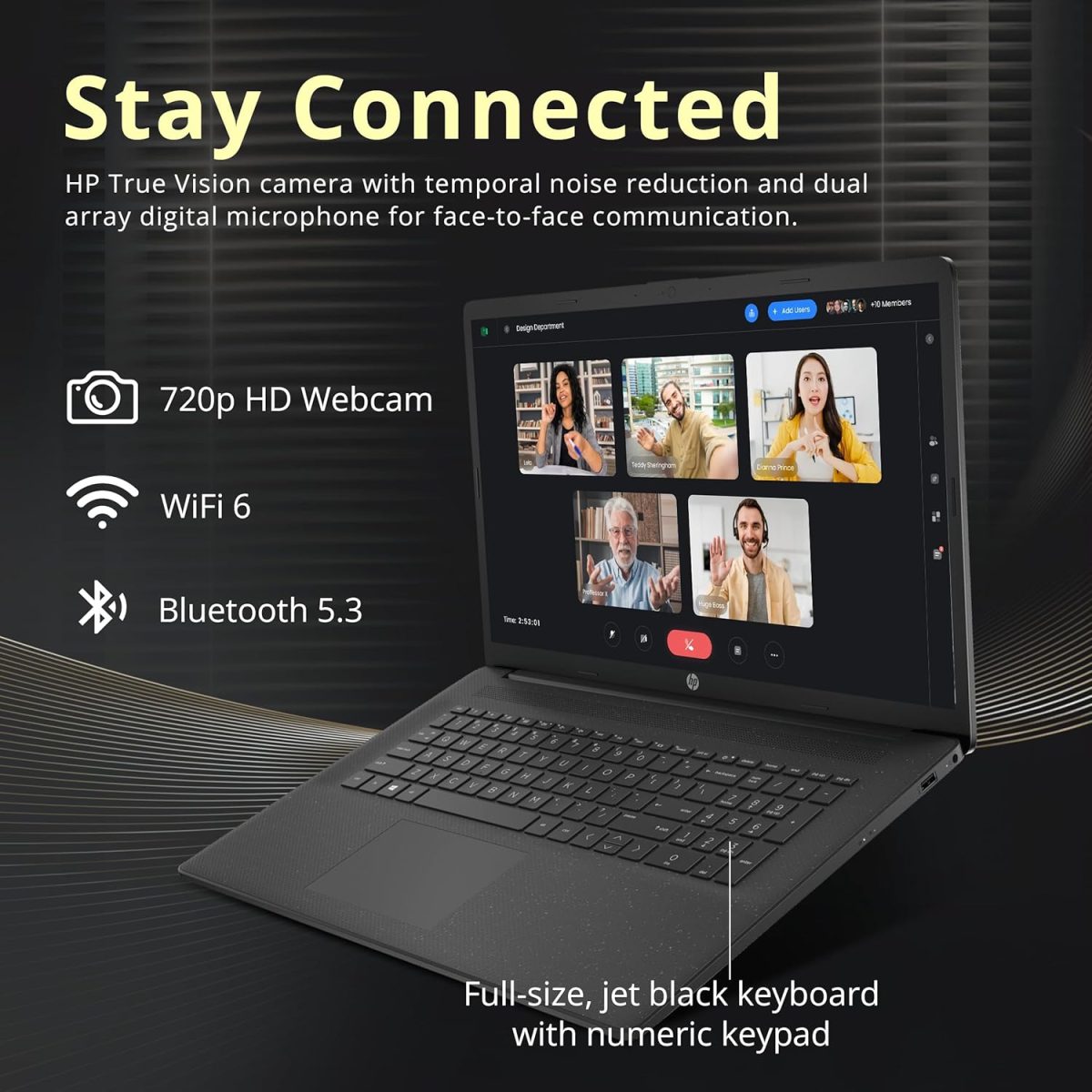 ⁦HP لابتوب اعمال 17.3 انش HD+ انتل i5-1334U، ذاكرة RAM 32GB، تخزين 1.28TB (1TB SSD + قاعدة شحن 288GB)، بطاقة رسومات انتل ايرس Xe، كيبورد رقمية، واي فاي 6، كاميرا ويب، ويندوز 11 برو، اسود⁩ - الصورة ⁦5⁩