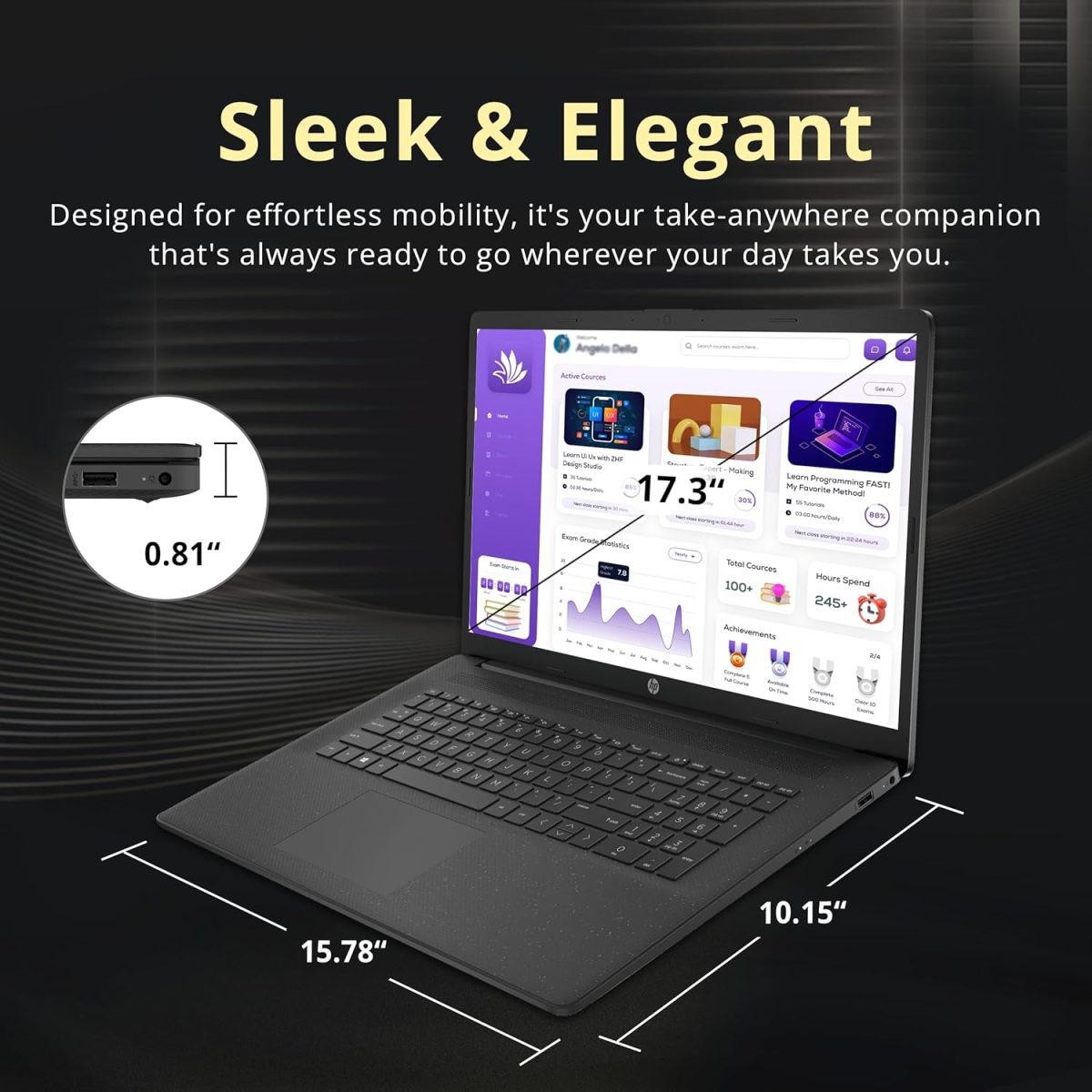 ⁦HP لابتوب اعمال 17.3 انش HD+ انتل i5-1334U، ذاكرة RAM 32GB، تخزين 1.28TB (1TB SSD + قاعدة شحن 288GB)، بطاقة رسومات انتل ايرس Xe، كيبورد رقمية، واي فاي 6، كاميرا ويب، ويندوز 11 برو، اسود⁩ - الصورة ⁦8⁩