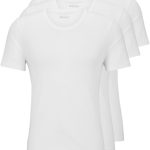 تي شيرت من قطن جيرسي بقبة دائرية ضيقة للرجال من بوس، عبوة من 3 قطع