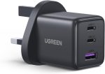 يوجرين شاحن ايفون 16 برو ماكس 30 واط، شاحن ايفون سريع 3 منافذ جان نوع سي (2 USB C + 1 USB A)، 4 حماية امنية، اصغر بنسبة 38% من الاصلي، محول USB C لايفون 16 برو وسامسونج وايباد