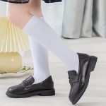 ⁦ChicAbode Girls Knee High Socks for Dress, Fashion Knit Socks, Ribbed School Uniform Socks 3 Pairs Seamless Tube Socks Unisex Kids Socks 8-10 Years Old⁩ - الصورة ⁦5⁩