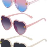3 قطع نظارات شمسية على شكل قلب للاطفال، نظارات شمسية انيقة لطيفة على شكل نحلة، نظارات شاطئ خارجية، نظارات شمسية للحماية من الاشعة فوق البنفسجية، للفتيات الصغيرات