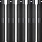 اليكدون زجاجة كولونيا للسفر اليكدون 5 قطع 8 مل بخاخ عطر للسفر قابلة لاعادة الملء، زجاجة بخاخ كولونيا صغيرة فارغة، بخاخ ما بعد الحلاقة صغير لموزع السوائل (اسود)