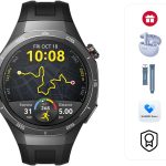 هواوي ساعة ذكية GT5 برو 46 ملم من واتش بتصميم بحواف حادة وعمر بطارية يصل الى 14 يوم، ساعة رياضية بمستوى احترافي، متوافقة مع iOS وAndroid، 3 اشهر هواوي Care+، اسود + هدايا