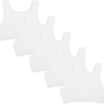 دونيلا حمالات صدر للتدريب للبنات - حمالة صدر رياضية من القطن الناعم، عبوة من 5 قطع علوية قصيرة