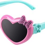 سيوسى نظارات شمسية مستقطبة على شكل قلب لطيف للاطفال، UV400 للاطفال من سن 3-12 سنة، نظارات شمسية عصرية للاطفال الاولاد والبنات، نظارات شمسية لطيفة باطار على شكل قلب خوخي 878 (بينك)