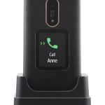 دورو هاتف محمول قابل للطي 6880 4G مفتوح لكبار السن مع مفاتيح ارقام ناطقة، شاشة خارجية، زر مساعدة وحامل شحن [اصدار المملكة المتحدة والايرلندية]